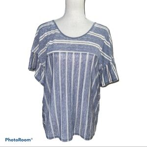 Lucky Brand Ruffle sleeve striped blouse